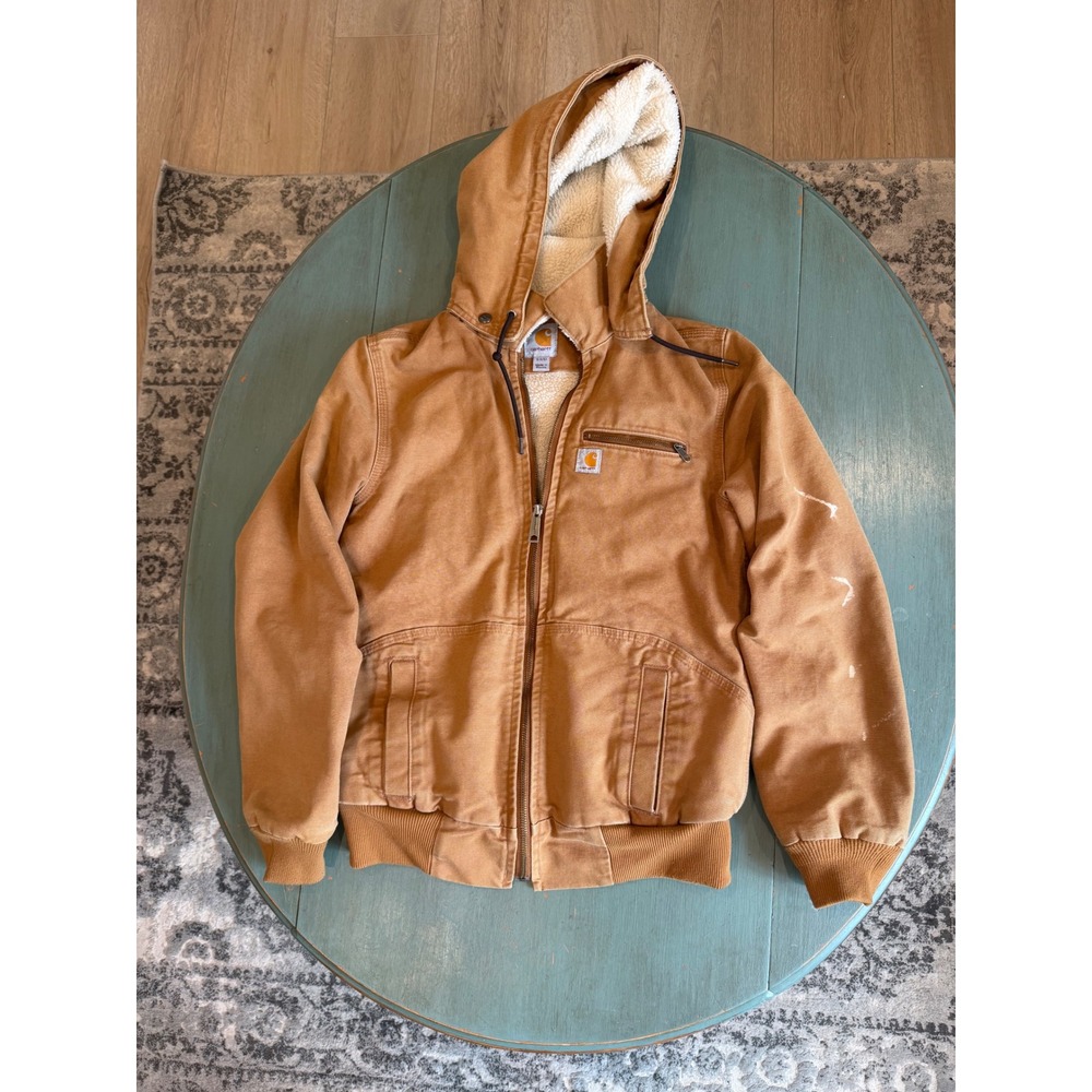 Carhartt Kids Sherpa Lined Duck Canvas Jacket Brown Size S 4/6 100815-211